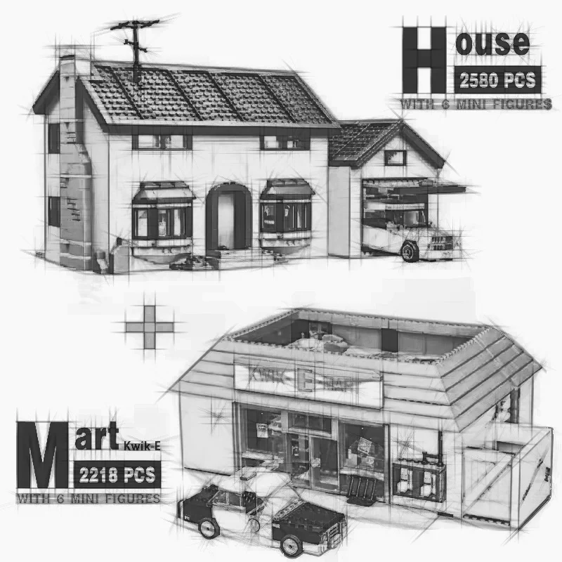 The new creative supermarket and restaurant building block set bricks are suitable for children's DIY educational toys for child