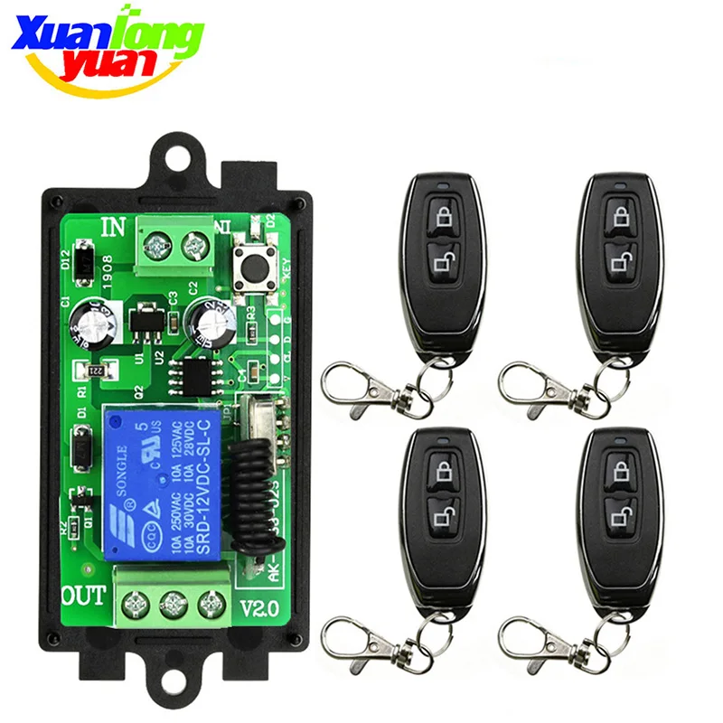 

433MHz Universal Wireless Remote Control DC12V 24V 1CH rf Relay radio control and Transmitter Remote controller For garage door