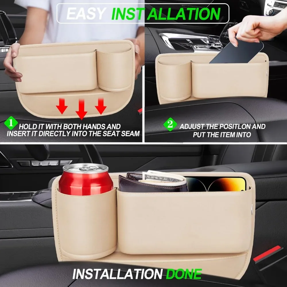 car seat gap filler,car leather cup holder gap bag,universal seat gap organizer, adjustable car seat storage box, for phones gla