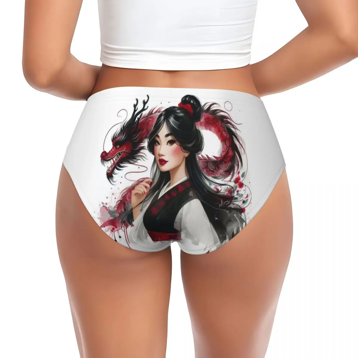 Custom Mulan And Mushu Dragon Briefs Underwear Women's Comfortable Stretch Panties