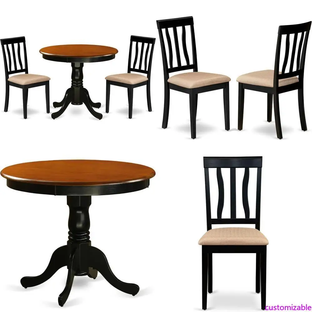 طقم طاولة مطبخ مدمجة مكونة من 3 قطع من East West Furniture مع طاولة طعام مستديرة وقاعدة #1