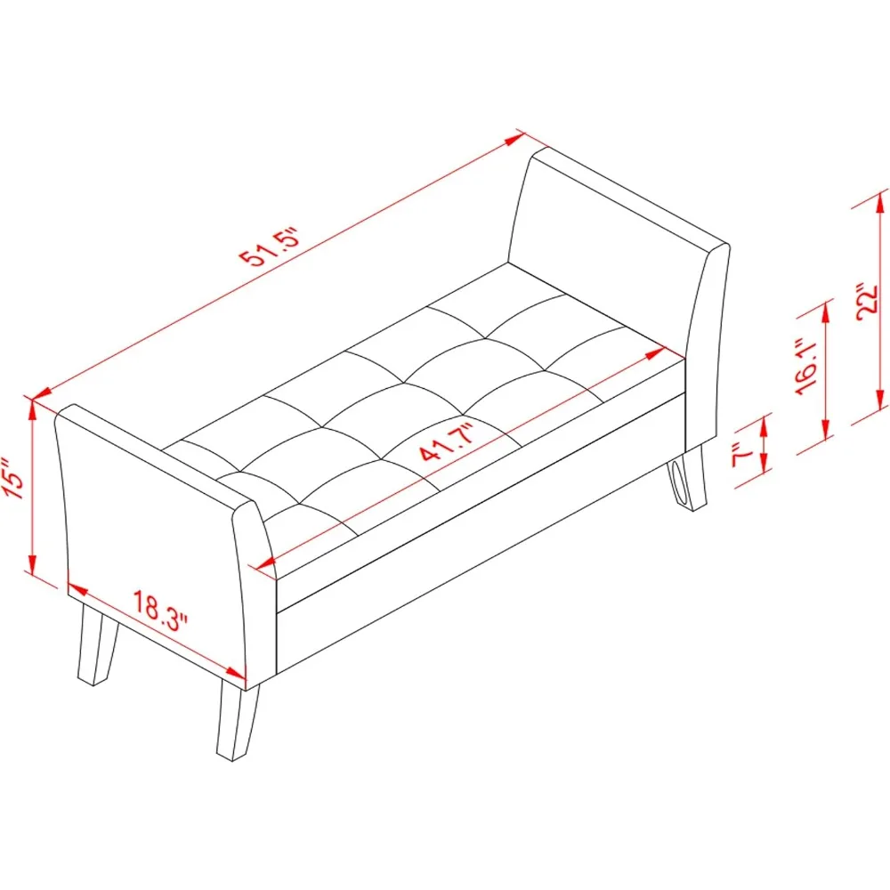 Modern Velvet Upholstered Storage Ottoman Bench, 51 Inch, Wood Accented Entryway Furniture for Living Room