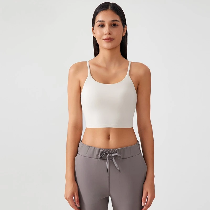 

Women's Thin - Strap Crop Tank Top - U - Back Design, Ideal for Gym & Yoga