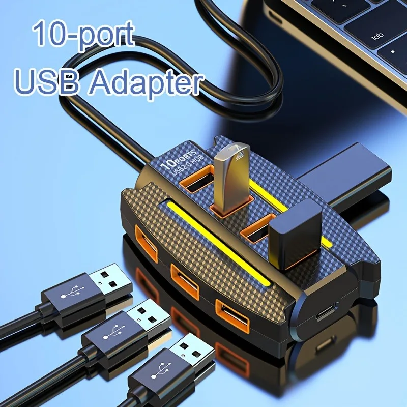 10 Ports USB 2.0 Splitter Multifunction USB Adapter Connector Extend USB HUB Expander for Laptops Mouse Keyboard Printer