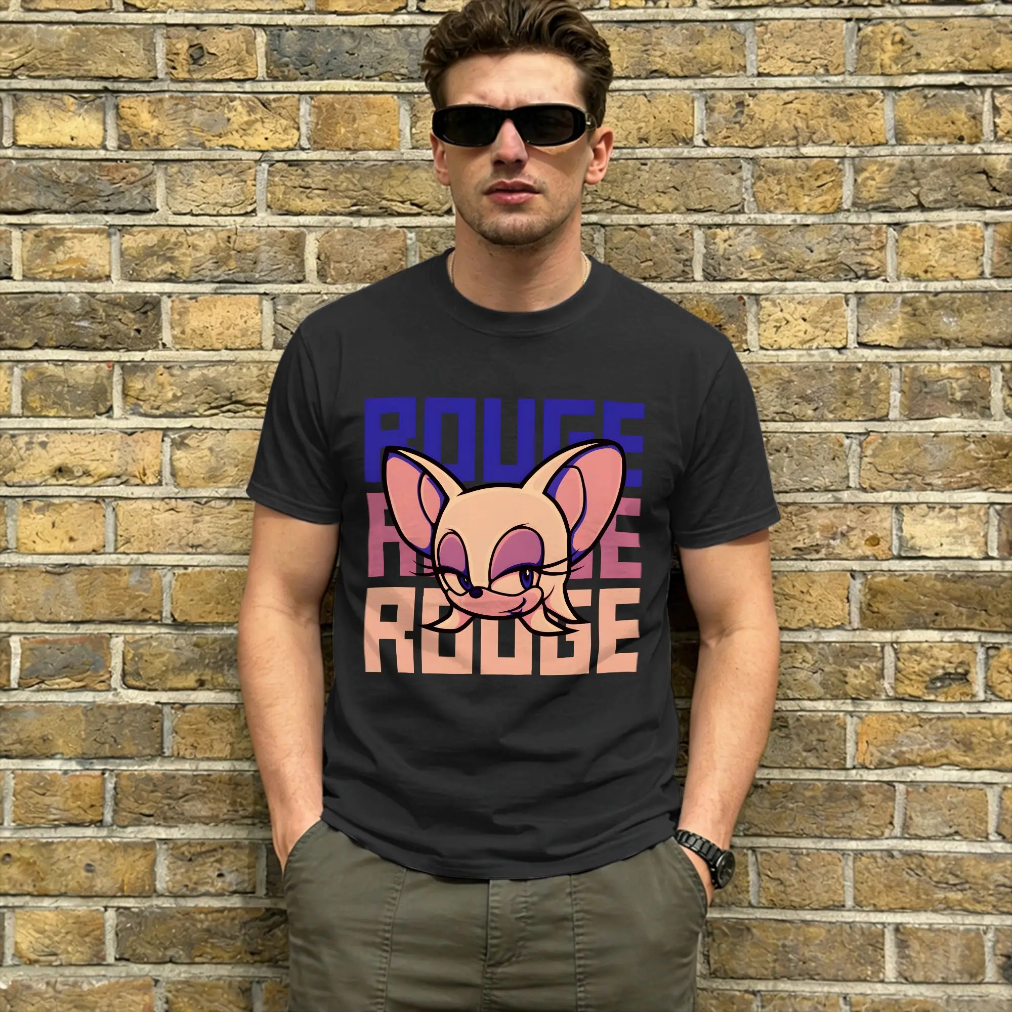 RouGe The Bat T-Shirts Men  Casual Pure Cotton Tees Crew Neck Short Sleeve T Shirt Plus Size Tops