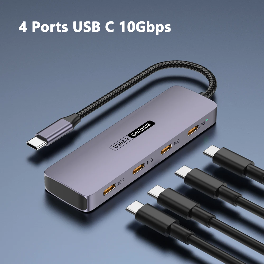 10Gbps USB3.2 Gen2 HUB USB C Splitter Hub 10Gb for PC Laptop MacBook Air/Pro iPhone 15/15 Plus/15 Pro Max Samsung S24 S23 Ultra