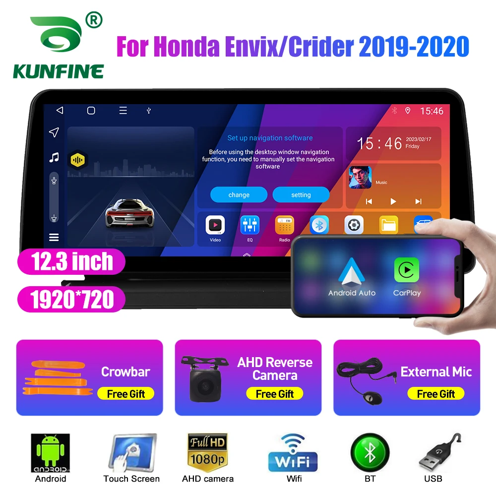 

Автомобильный радиоприемник 12,3 дюйма с ЖК-экраном для Honda Envix Crider 2019-20 Android Восьмиядерный автомобильный стерео DVD GPS навигатор Carplay