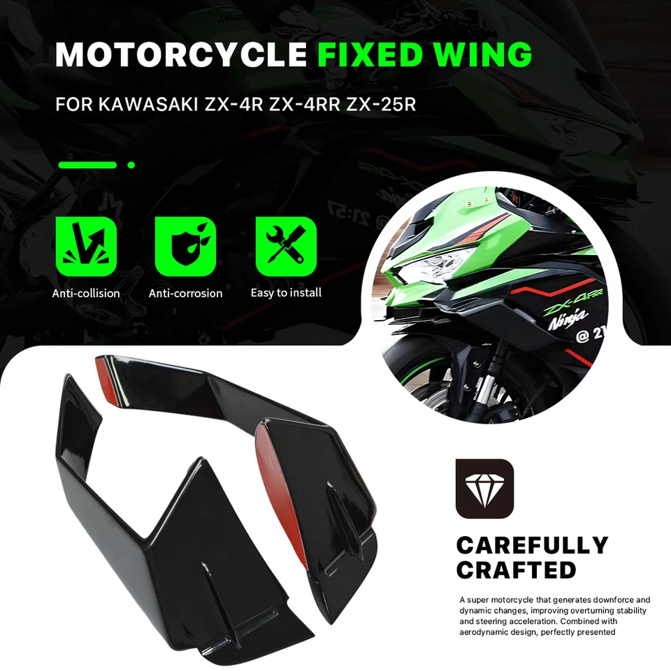 オートバイフロント固定翼スポイラーカワサキ ZX-4RR ZX-4R ZX4R ZX4RR