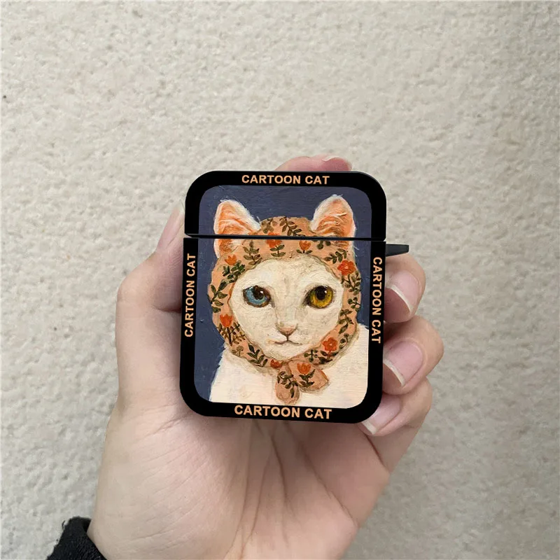 Cute Cat Starry Sky Cat Case for Apple AirPods Pro2 3 2 1 Pro Black Wireless Bluetooth Earphone Box Van Gogh Art Cover