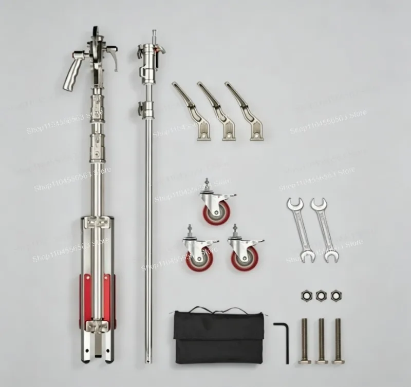 

High-Strength Stainless Steel Dual-Purpose Light Stand: Feather Arm, C-Bracket & Universal Wheel Load-Bearing Base
