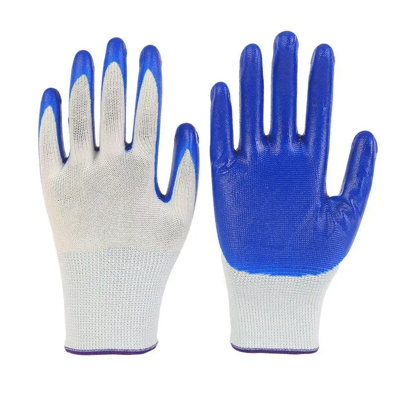 1 Pairs Nitrile Coated Work Gloves Non-slip Knit Safety Protective Gloves Industrial Labor Building Construction Work Gloves