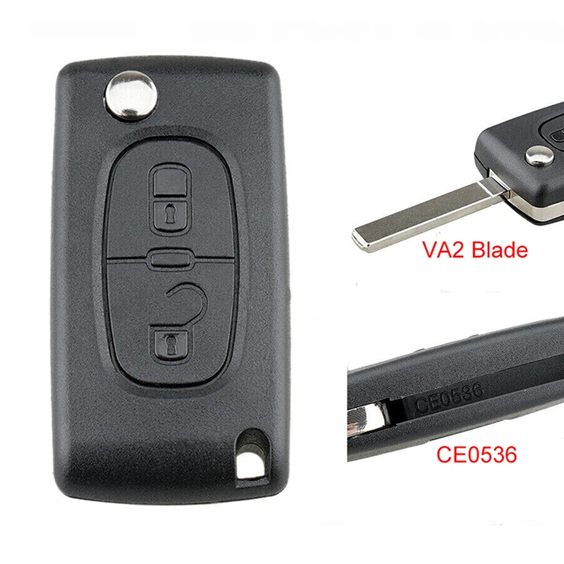 2 Button Car Remote Key Fob Case Black Replacement Accessories For Citroen DS3 2012 2013 2014-2016 For Peugeot Partner 2009-2016