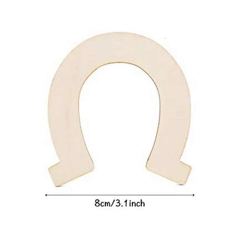 48 Piece Horseshoe Unfinished Wood Cutouts Wooden Wooden Horseshoe For DIY Craft, Party,Wedding And Birthday