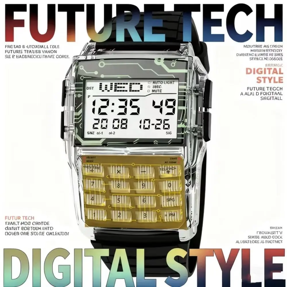 Retro Multifunctional Computer Watch LED Display Waterproof Electronic Watch Alarm Shock Resistant Sports Watch Women