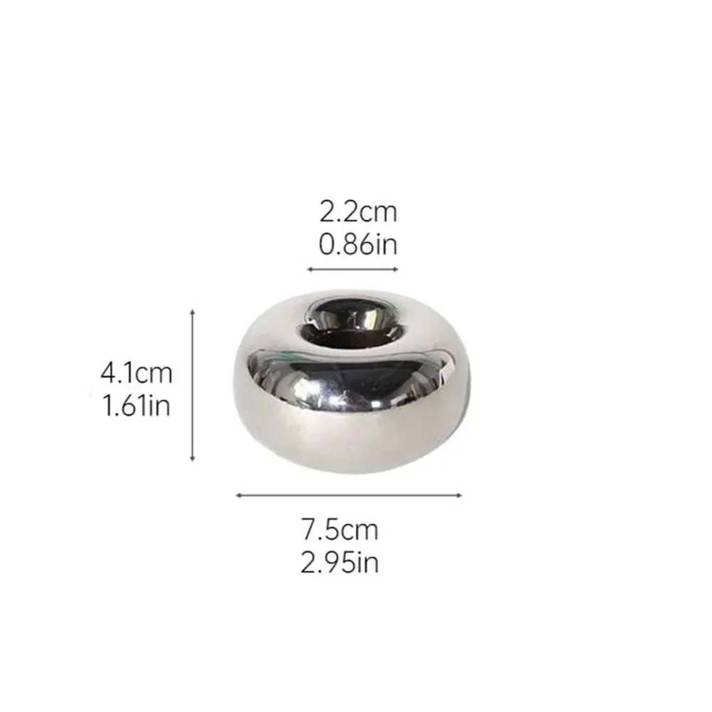 Circular Ceramic Candle Holder, Silvery – Modern Minimalist
