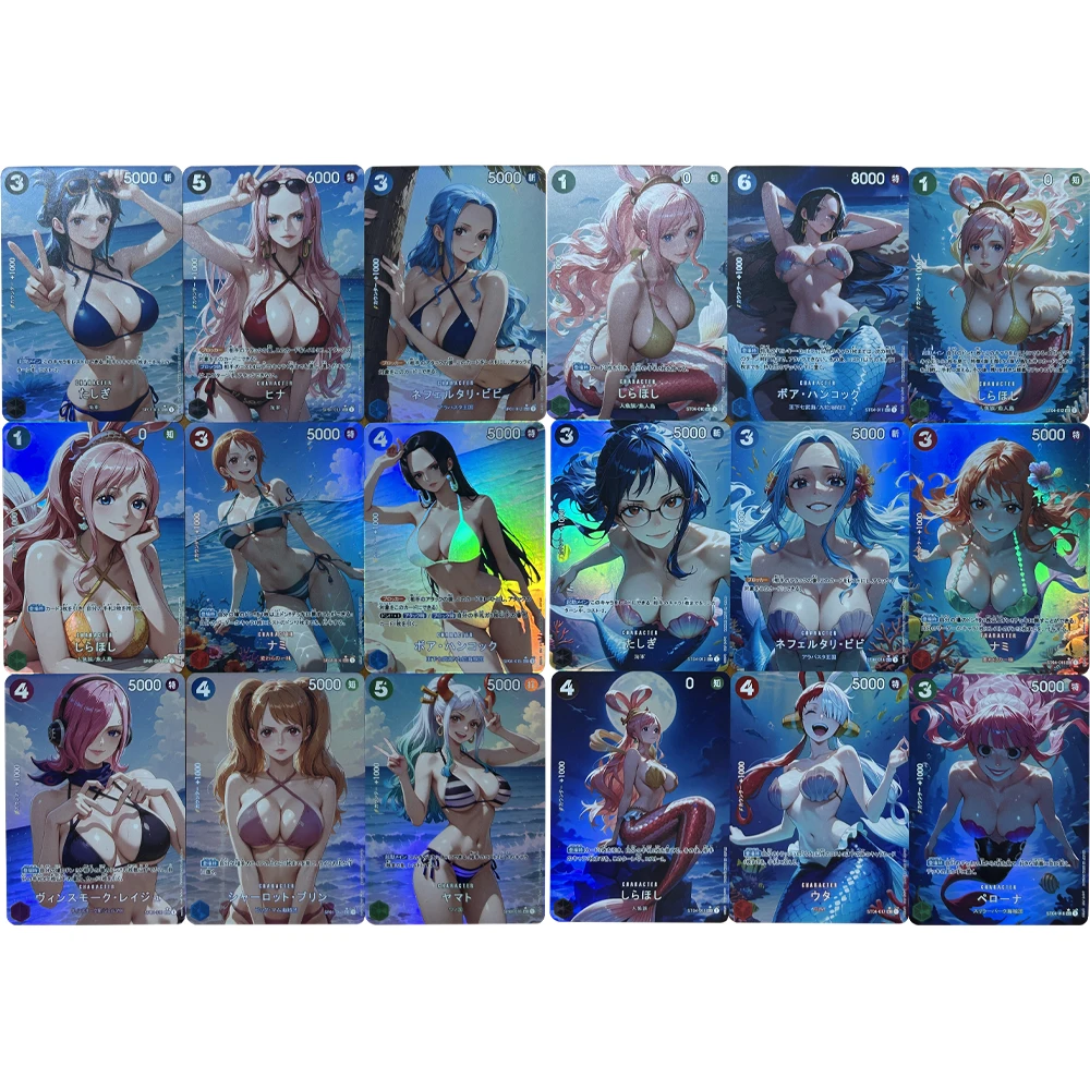 

9Pcs/set Anime OPCG Collection Card Uta Nami Boa Hancock Nefertari D Vivi Sexy Big Breasts Girl Card Refractive Color Flash Gift