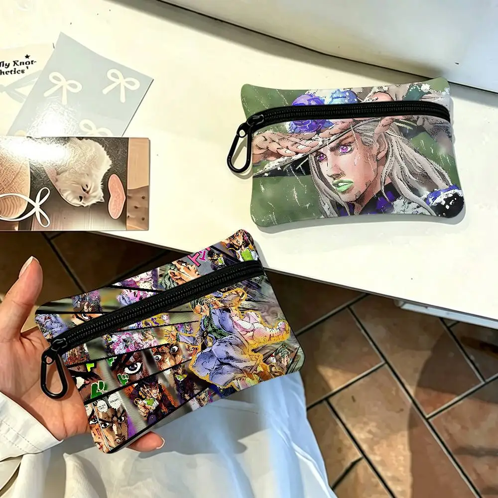 Anime JoJo Bizarre Waterproof Oxford Cloth Zipper Wallet Portable Hanging Small Coin Purse For Travel