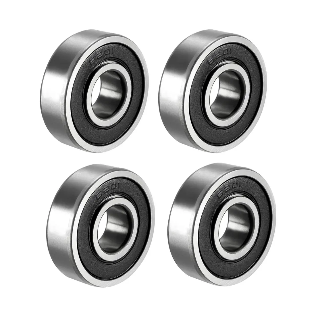 Motoforti 2Pcs 4Pcs Deep Groove Ball Bearing 6201-2RS Double Sealed, 12mm x 32mm x 10mm Carbon Steel Bearings