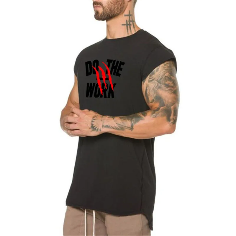 Camiseta deportiva de algodón para hombre, ropa de gimnasio de marca a la moda, camiseta sin mangas informal para Fitness, culturismo, camiseta pequeña de media manga