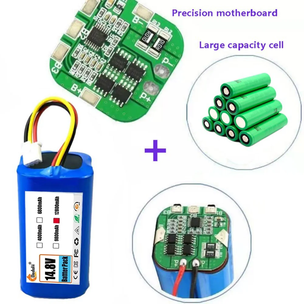 14.4V 12800mAh 18650 li-ion battery For LIECTROUX C30B XR500 E30 For PROSCENIC 800T 830P 820P 820T 820S Robot Vacuum Cleaner