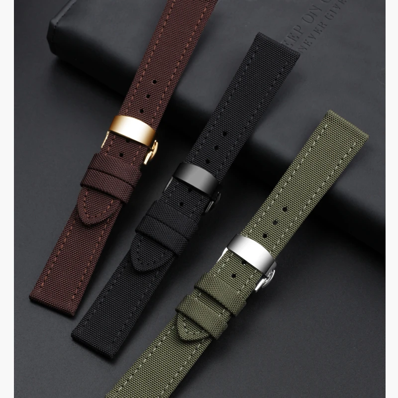 ل بريتلينغ تايمكس حزام الساعات المنسوجة النايلون جلد البقر حزام ساعة اليد رولكس تيسو للطي مشبك قماش الرجال المعصم الفرقة 20 مللي متر 22 مللي متر