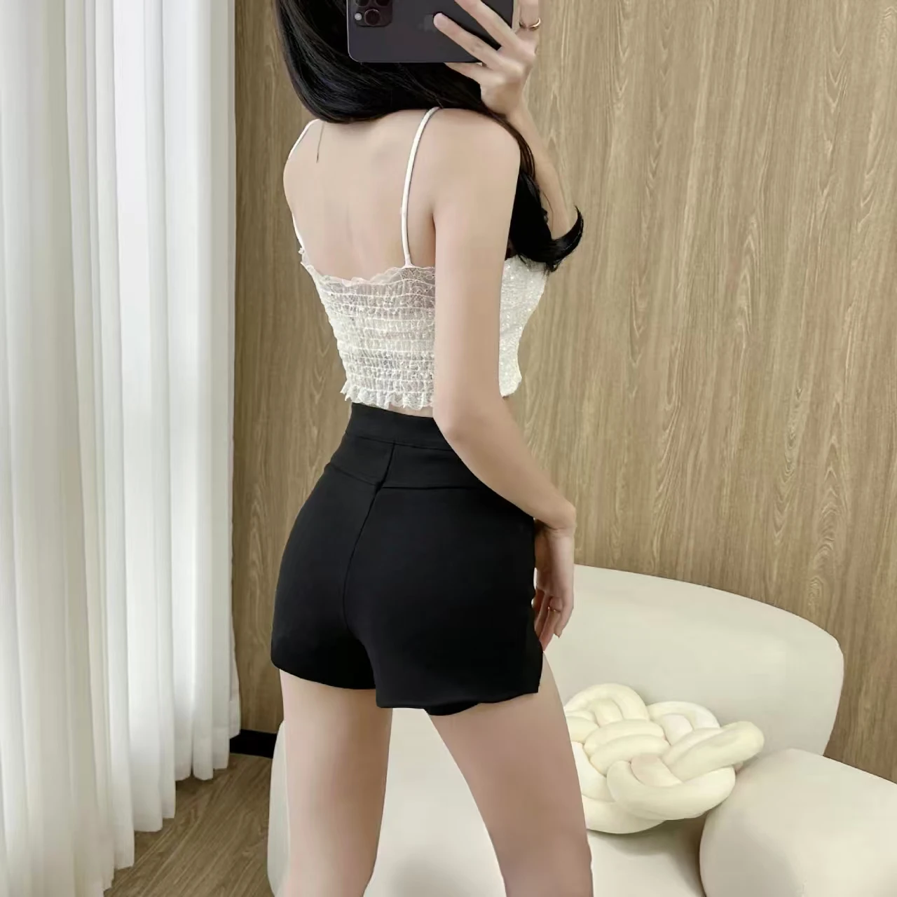 Haut licou de Style rétro pour femmes, avec bonnets rembourrés, dos en dentelle, décoration à paillettes métalliques, tissu hautement élastique façonnant le corps