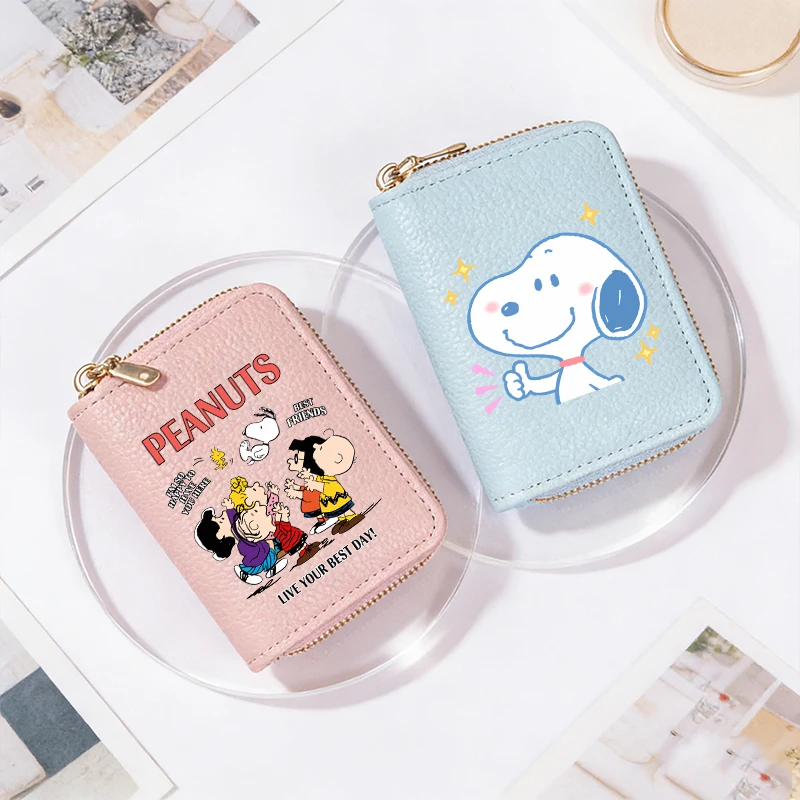 Snoopys Woman Short Wallet Zipper Wallets Fashion Coin Purse Female Cute Card Holder Girl Cartoon Travel Portable Money Bag Gift