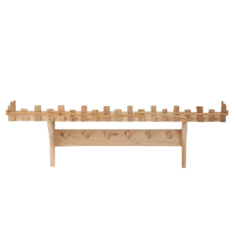 

Wall baffle solid wood shelf, TV wall bedside decorative hook shelf, living room art wall hanging bookshelf storage