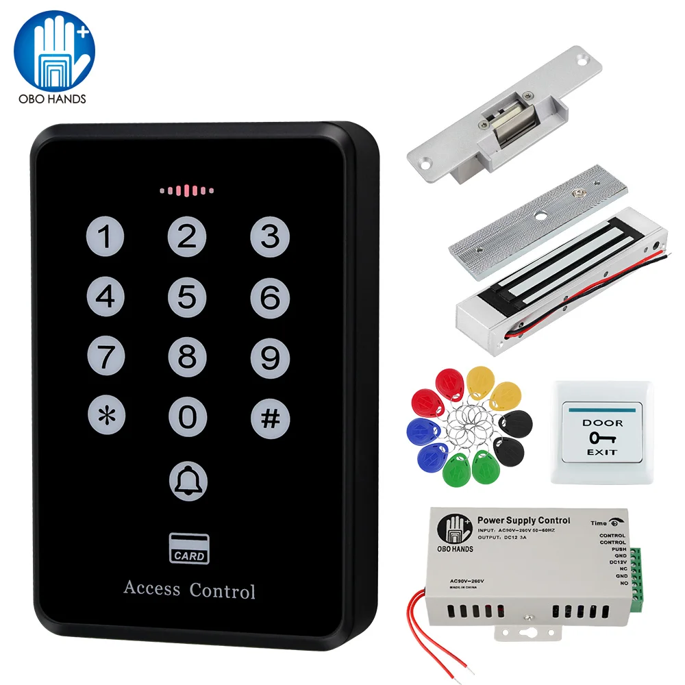 

RFID Door Access Control System Kit Set 125KHz Access Controller Keypad + Power Supply + 180KG Electric Magnetic Strike Locks