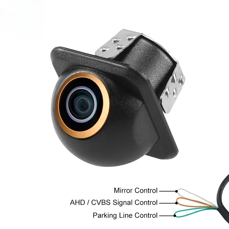 

HD Mini 360 круглая установка AHD/CVBS 1280x720P объектив «рыбий глаз» золотистый 4-контактный разъем парковочная камера заднего/заднего вида