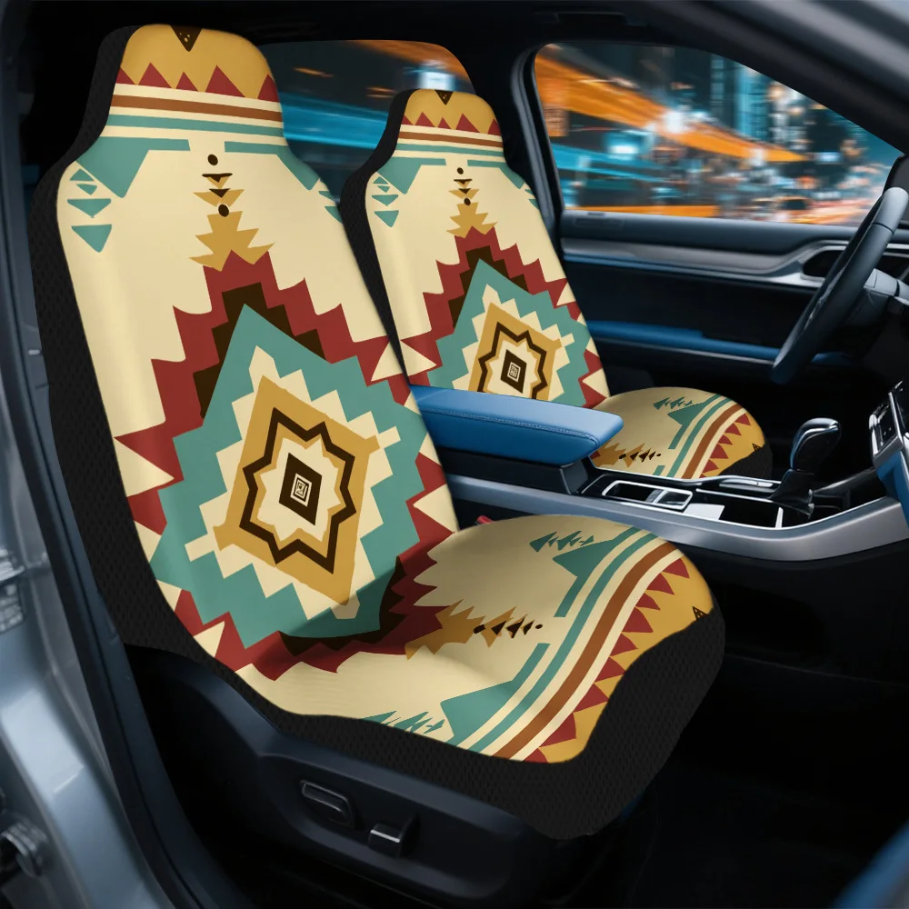 Set Of 2 Geometric Tribal Diamond Design Car Covers – Compatible With Most Vehicles Including Cars, Trucks, Vans, And Suvs | Stu