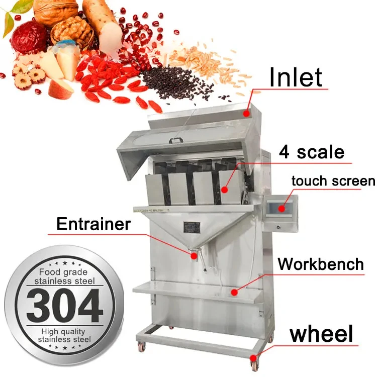 Semi Automatic 2 Scales Granule Nuts Coffee Beans Grain Rice Filling Packing Machine Weigh Filler