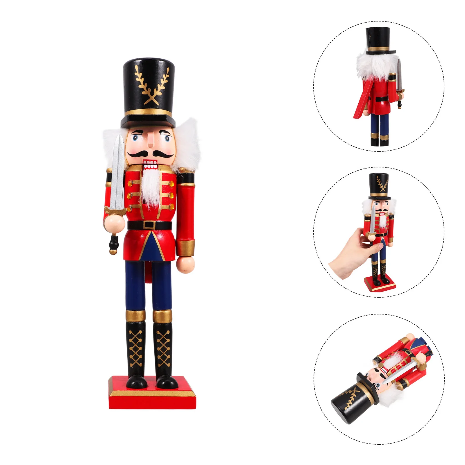 

Wood Nutcracker Soldier Xmas Decoration Hand-Painted Christmas Nutcracker Figure Desktop Holiday Ornament Wood Nutcrackers Decor