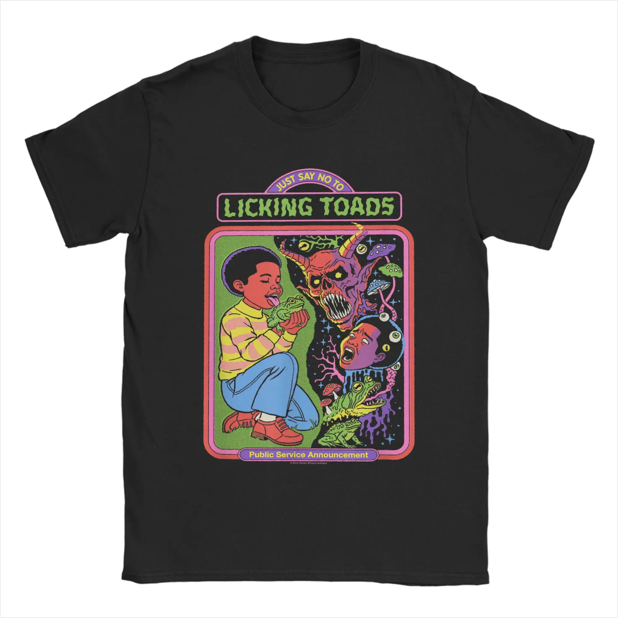 Men's T-Shirt Steven Rhodes Just Say No To Licking Toads Retro Dark Humor Vintage 100% Cotton Tees Short Sleeve Tops