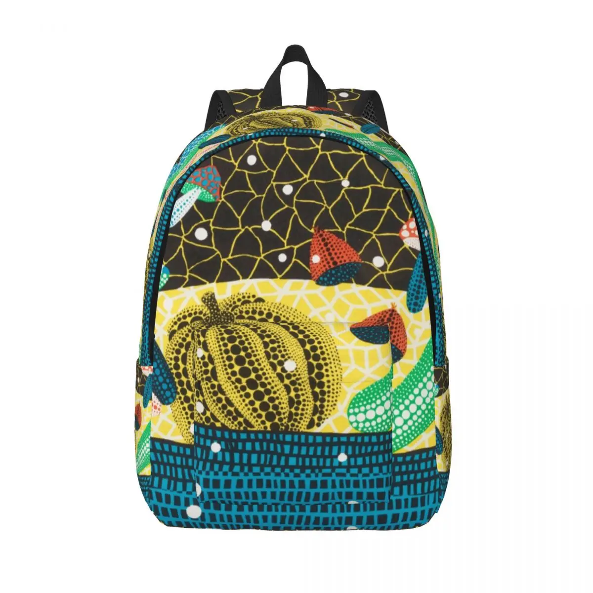 Custom  Abstract Art Yayoi Kusama Canvas Backpacks for Pumpkin College School Travel Bags Men Women Bookbag Fits 15 Inch Laptop
