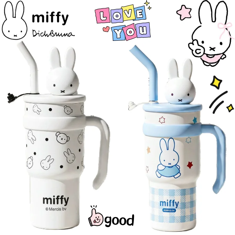 

Miffy Cartoon Creative High Color Value Large Capacity Thermos Cup Secondary Cute Animation Peripheral Suction Cup Ice Bully Cup