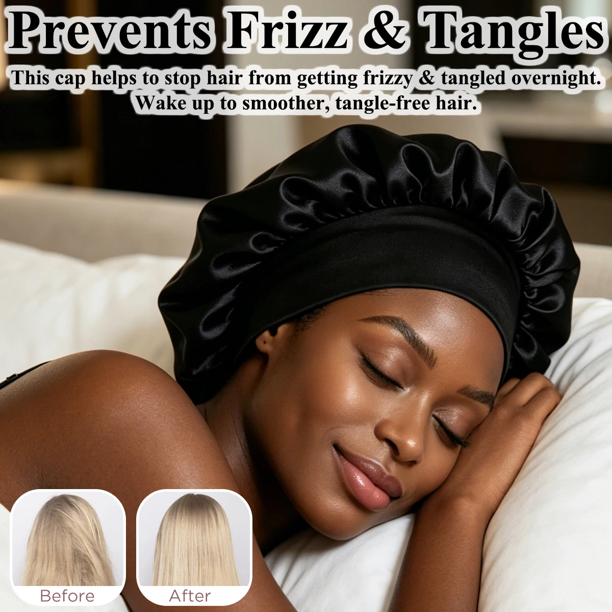 Satin Sleep Cap with Wide Brim for Women, Featuring Vibrant And Soft Night Caps Designed for Curly Hair, Night Sleeping Cap