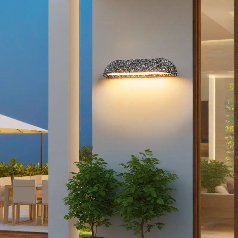 Outdoor Stone-like Wall Sconce IP65 PC Material Power Waterproof Porch Light LED Ligthing for Villa Resort Stair Entrie Fixture