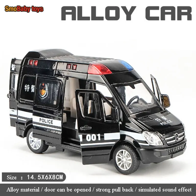 Real 1:32 alloy diecast ambulance car policecar music light mini car toy collection model gift