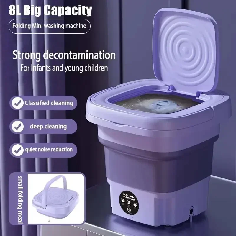 Lavadora portátil plegable de 8 L con centrifugadora para calcetines, ropa interior, bragas, mini lavadora doméstica
