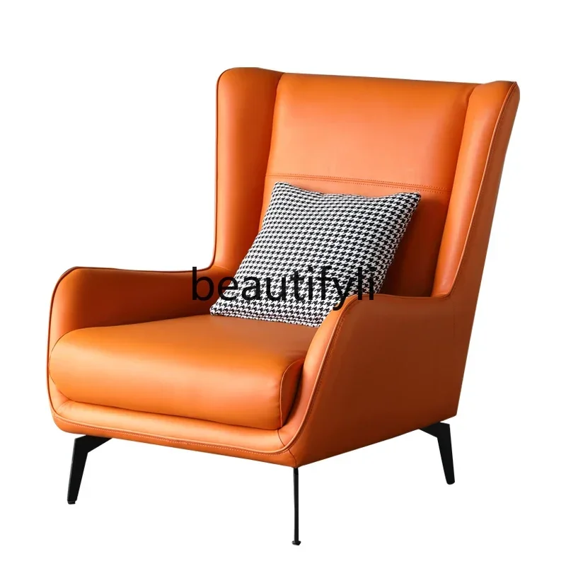 

Single sofa chair Modern Italian casual leather lazy tiger chair