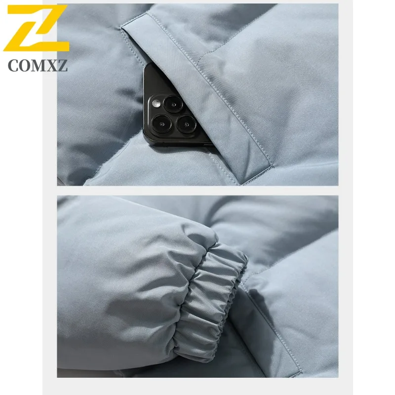 เสื้อแจ็คเก็ตบุผ้าสำหรับผู้ชาย COMXZ แบบลำลอง คอตั้ง เหมาะสำหรับกิจกรรมกลางแจ้ง ทำงาน ให้ความอบอุ่น หนา น้ำหนักเบา สวมใส่สบายในชีวิตประจำวัน เสื้อโค้ทผ้าฝ้ายสำหรับฤดูหนาว