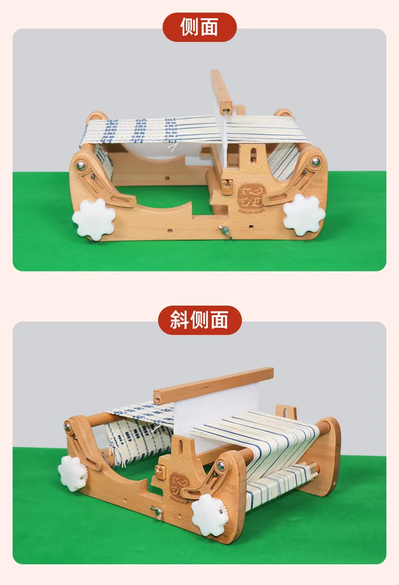 ZZ201 Tabletop Hand Weaving Loom, DIY Knitting Machine with Beech Wood Frame, Adjustable Weaving Density for Home Craft