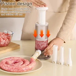 Sausage Stuffer Machine with 4 Stuffing Tubes Manual Sausage Maker Homemade Sausages Filler 4 Filling Mouths Kitchen Accessories