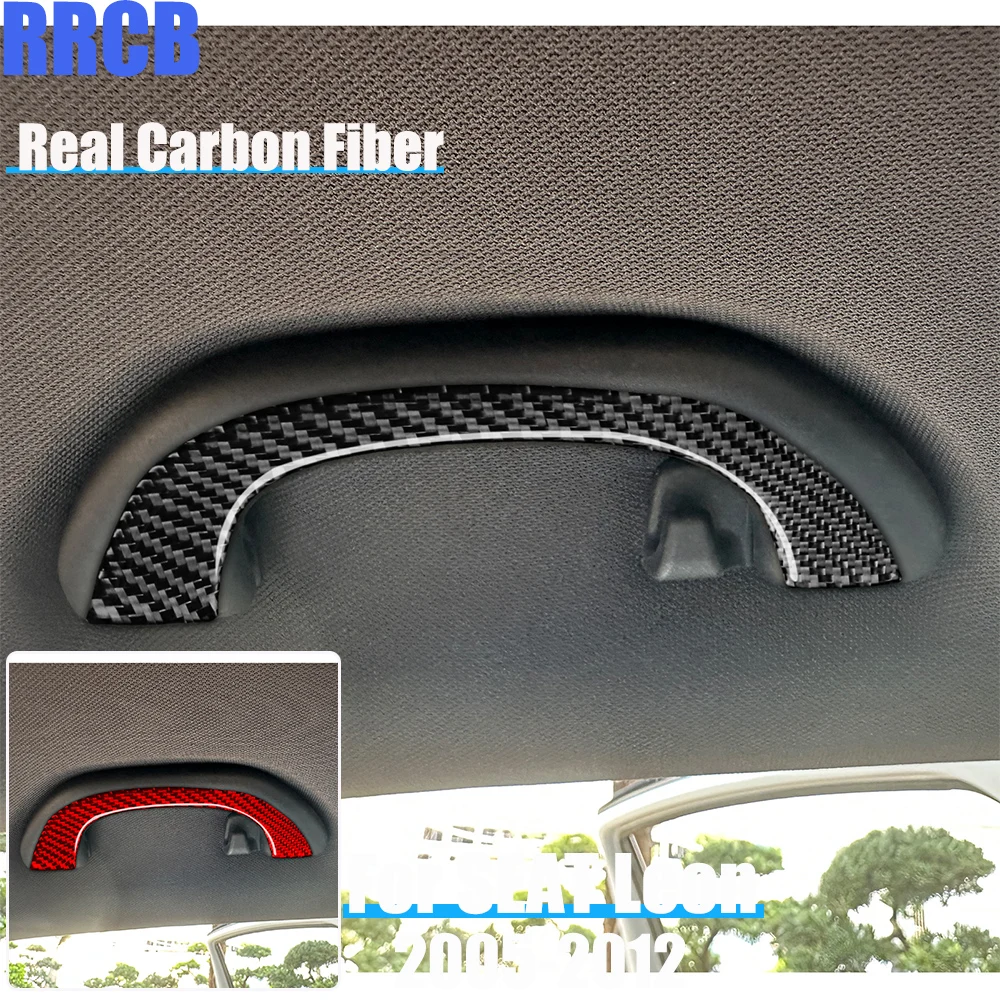 

Real Carbon Fiber Car Accessories Roof Grab Handle Soft Cover Sticker For SEAT Leon MK2 2005 2006 2007 2008 2009 2010 2011 2012