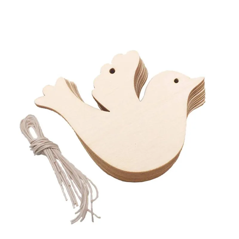 

10pcs Christmas Wood Hanging Ornaments Wooden Cutouts Embellishment Gift Tag for Xmas Tree Hanging Decor Wood Bird