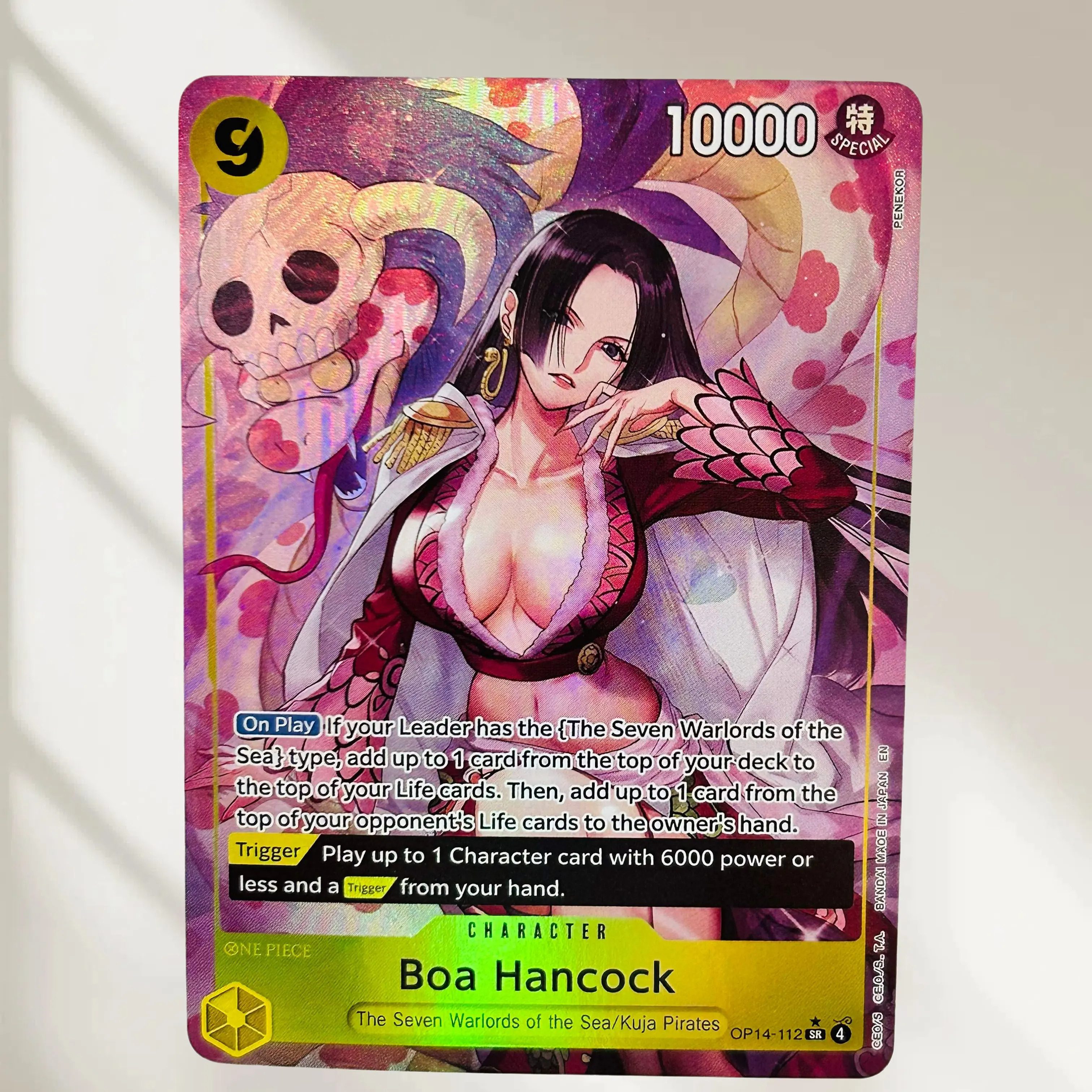 DIY One Piece 9pcs Crocodile Law Yamato Mihawk Hancock Holographic Texture Cards English Version Classic Anime Collectible TCG view 6