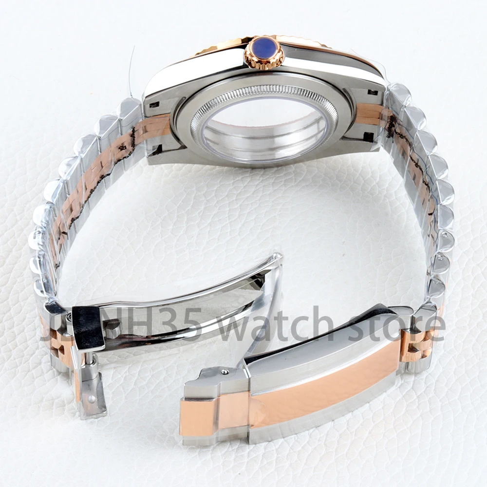 Rose Gold/Gold 36mm/39mm Watch Case 20mm Jubilee Strap Stainless Steel Bracelet for Datejust NH35 NH36 Movment 28.5mm Dial
