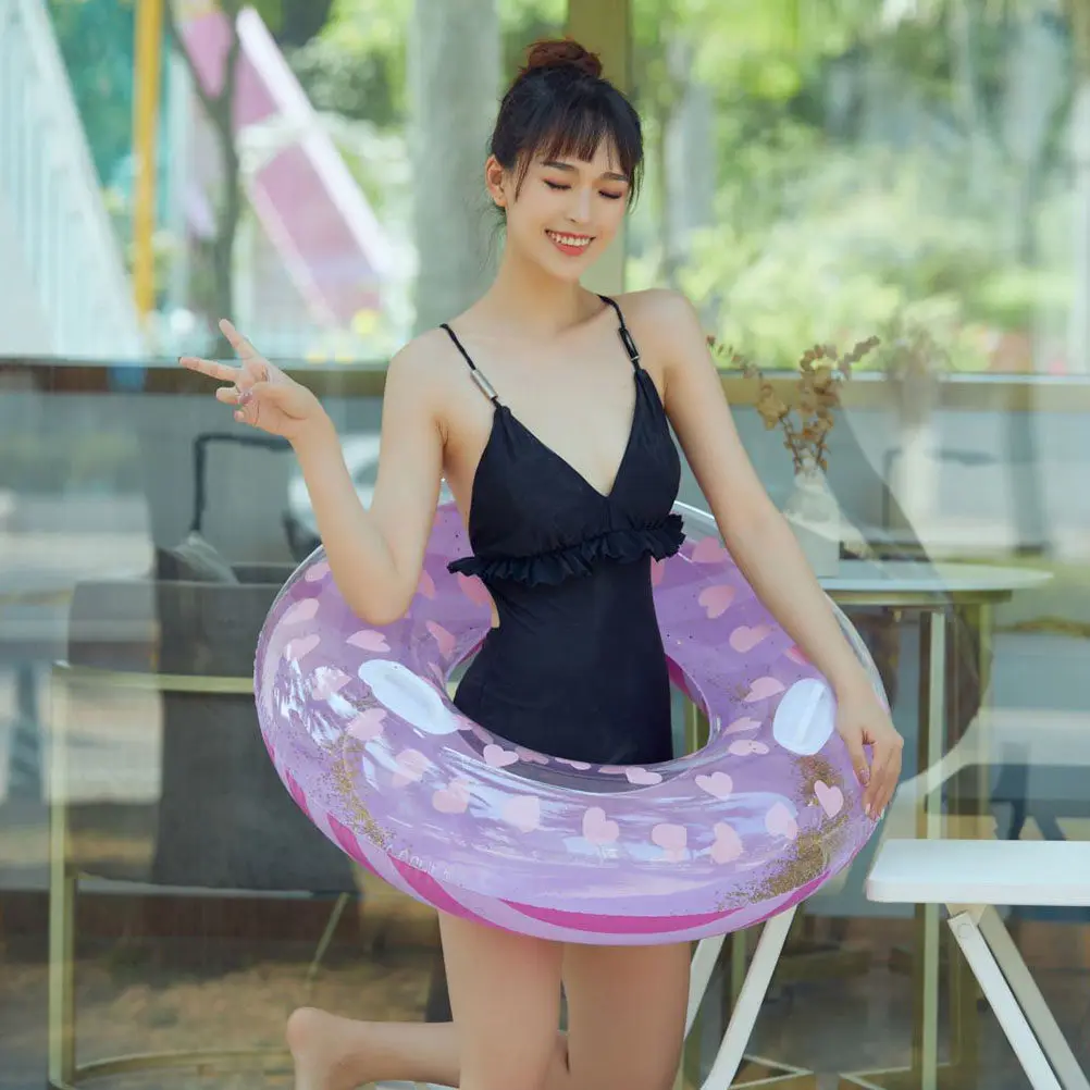 Inflatable Pool Floats Swimming Ring Kids Floating Child Heart Shape PVC Material Storage Portable Fun Summer Party