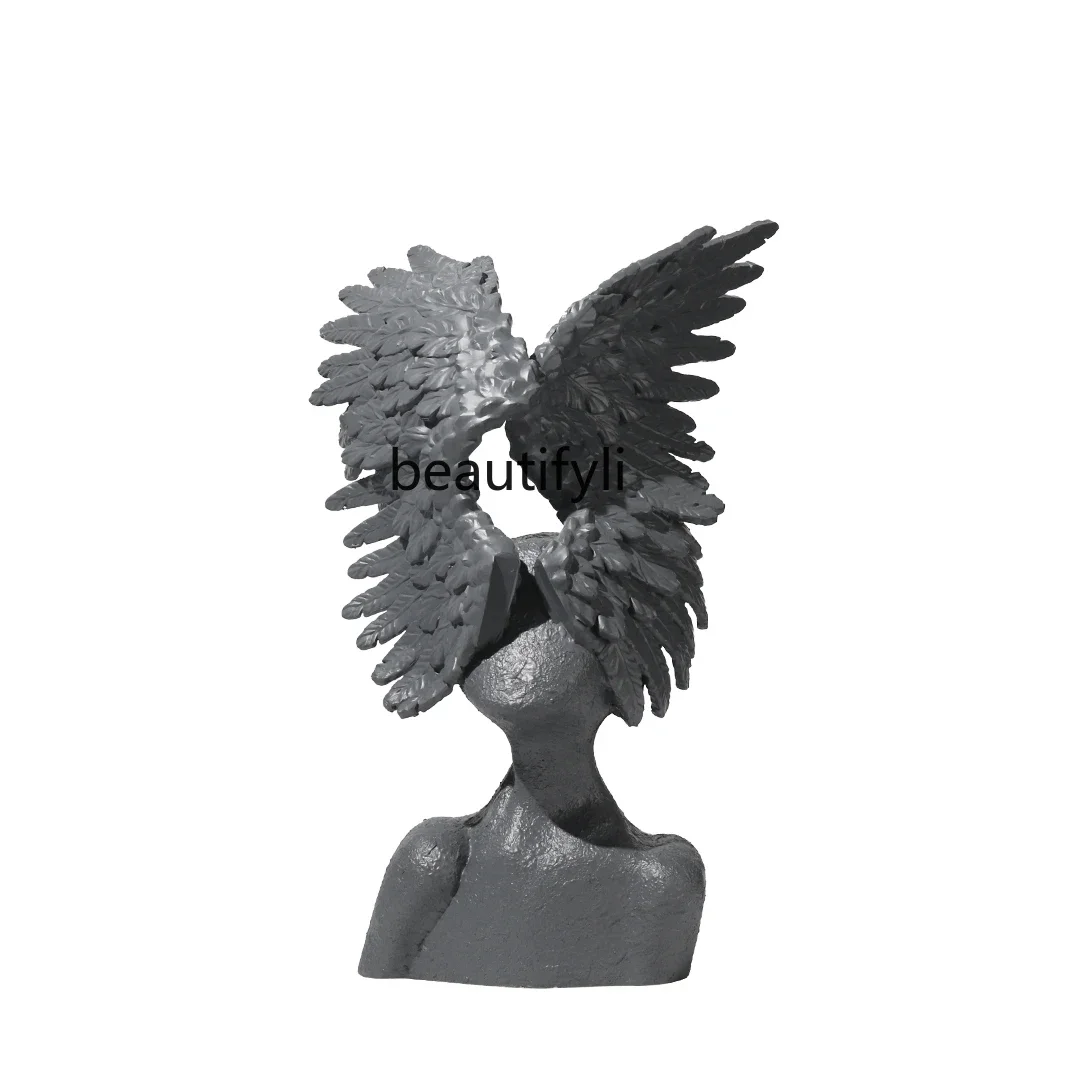 Angel Wings Sculpture Figure Abstract Art Light Luxury Model Room Sales Office Entrance Ornament Soft Decoration